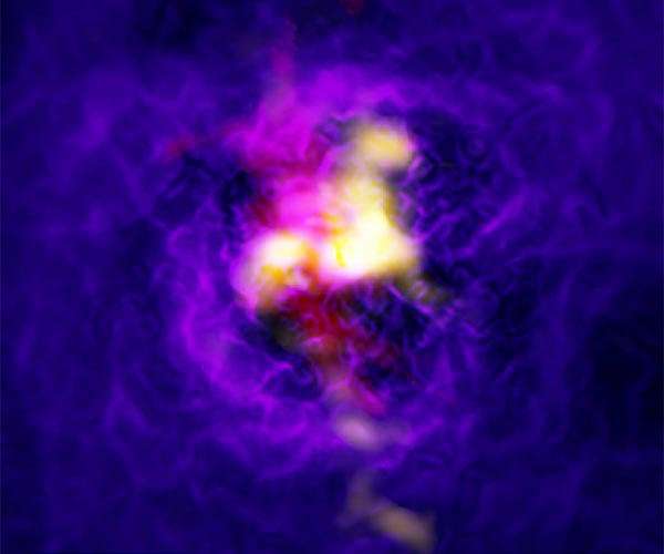 Cosmic fountain powered by giant black hole