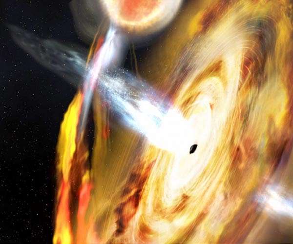 Black hole evolves as it wolfs down stellar material