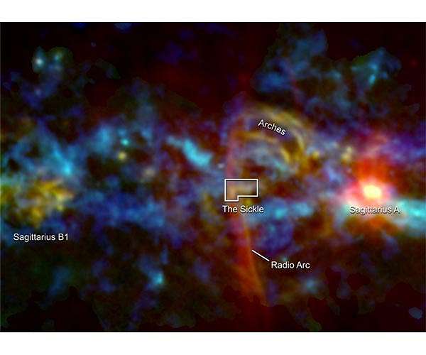 New Image of Candy Cane-Shaped Feature in Center of Milky Way