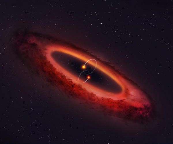 Double star system flips planet-forming disk into pole position