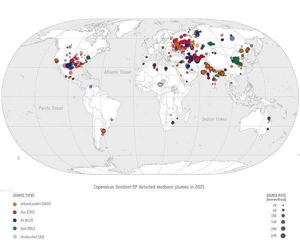 Trio of Sentinel satellites map methane super-emitters