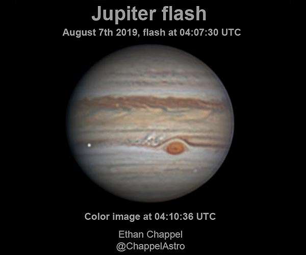 Stony-iron meteoroid caused August impact flash at Jupiter
