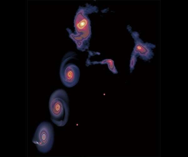Close encounter more than 10,000 years ago stirred up spirals in accretion disk