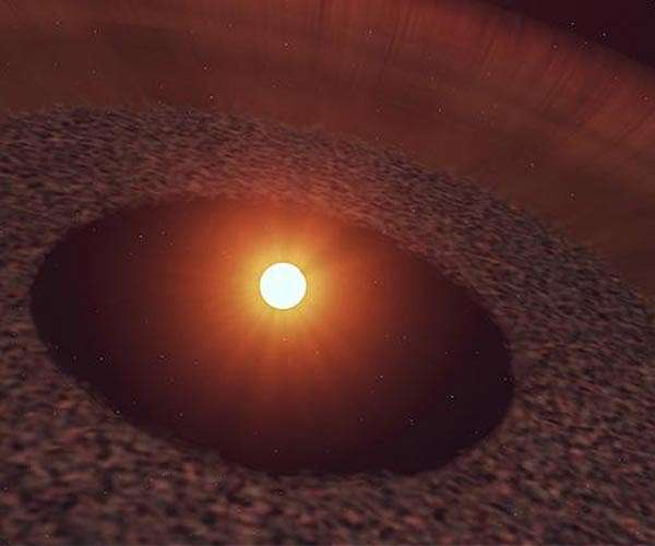 Fast-moving gas flowing away from young star's asteroid belt may be caused by icy comet vaporisation