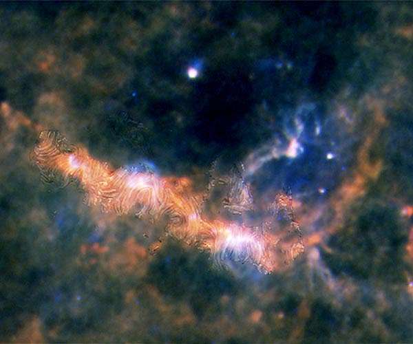 SOFIA maps the first magnetic fields of a galactic bone in their entirety