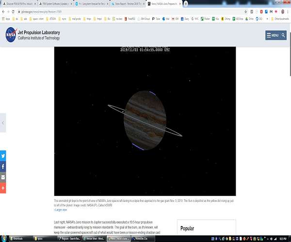 NASA's Juno prepares to jump Jupiter's shadow