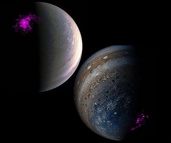 Jupiter's moons create uniquely patterned aurora on the gas giant planet
