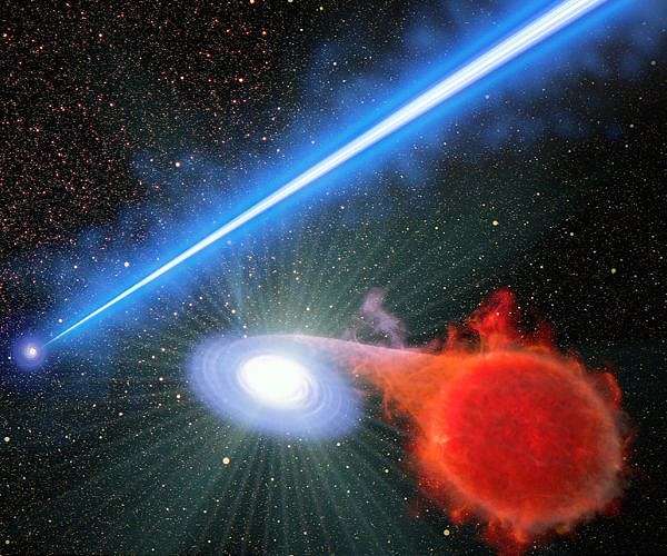 Hubble finds that a black hole beam promotes stellar eruptions