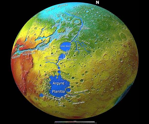 A vast and mysterious valley system in the southern Martian highlands