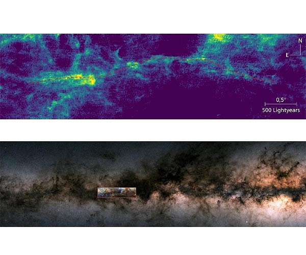A gigantic lane made of raw material for new stars