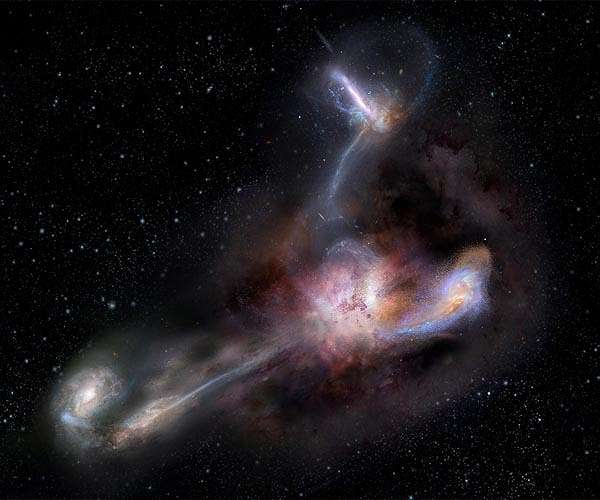 The most luminous galaxy is eating its neighbors