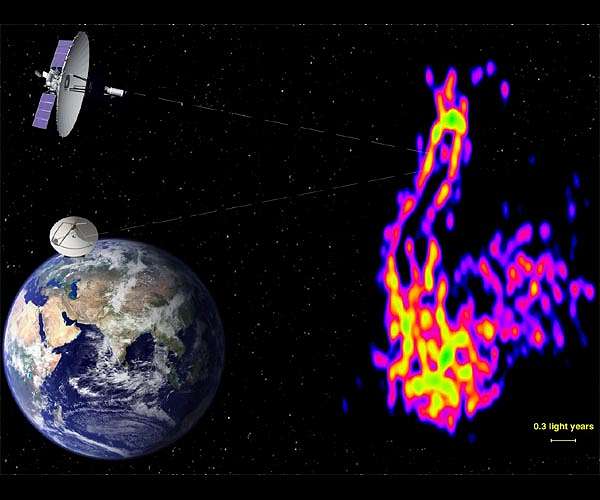 A telescope larger than the Earth makes a sharp image of the formation of black hole jets