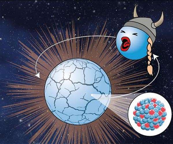 Distant, spiralling stars give clues to the forces that bind sub-atomic particles