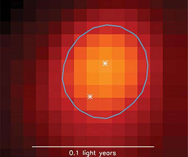 Witnessing the birth of a massive binary star system