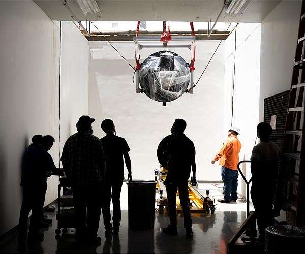 Test Chamber for NASA's new cosmic mapmaker makes dramatic entrance