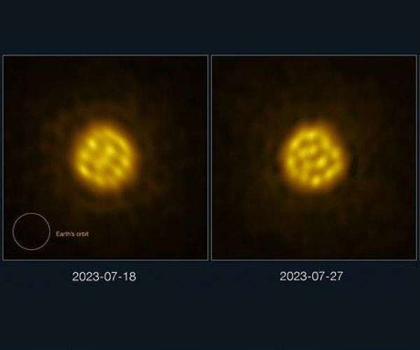Astronomers capture detailed motion of gas bubbles on a star's surface