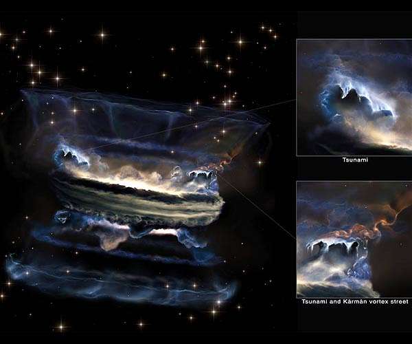 Supermassive black holes may generate 'tsunamis' in escaping gas