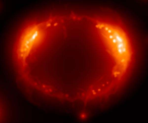 How Hot Are Atoms in the Shock Wave of an Exploding Star?