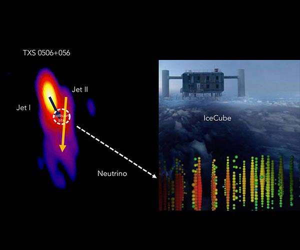 Neutrino produced in a cosmic collider far away