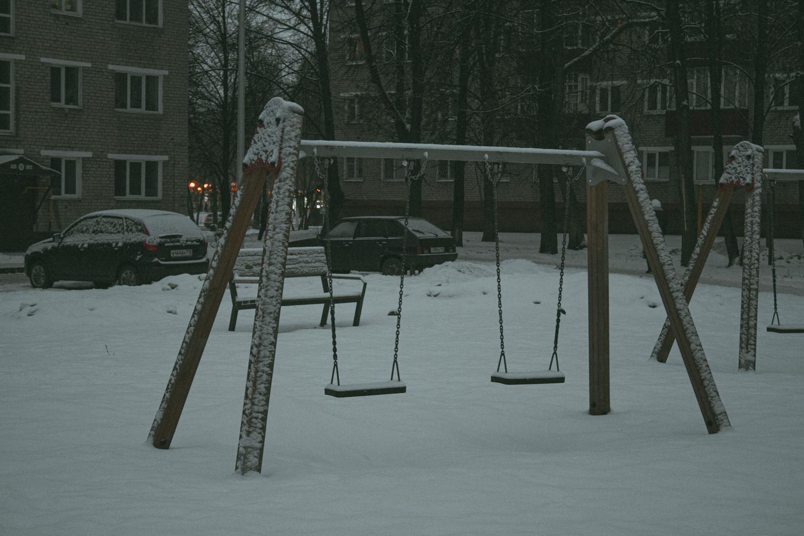 empty swing set dusk