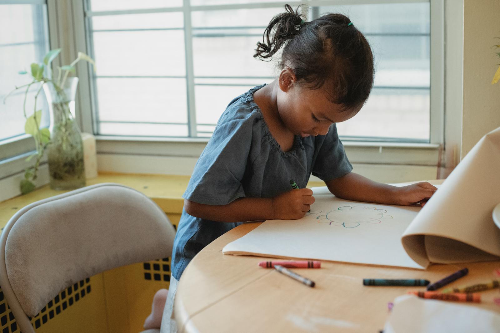 quiet child at table