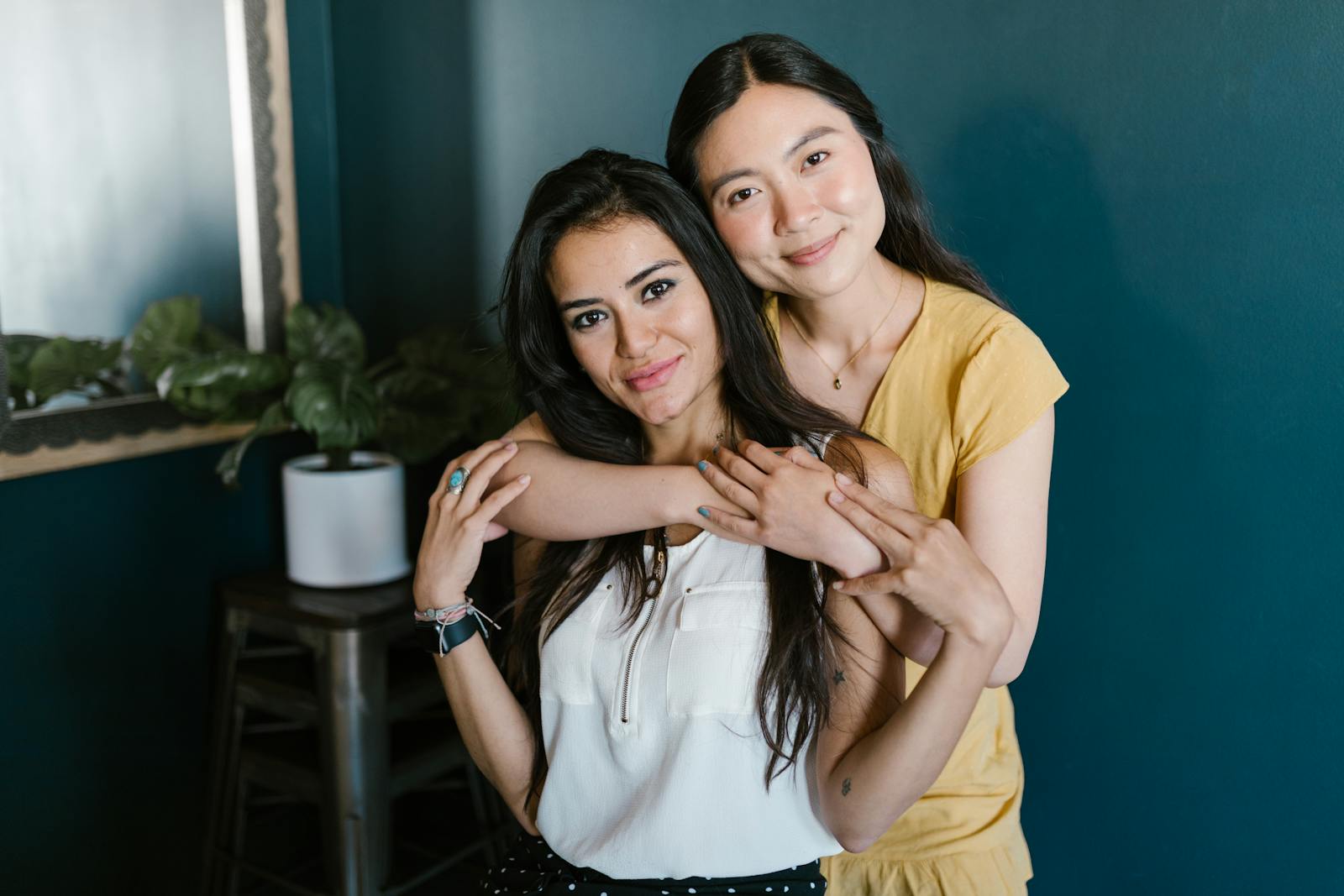 two friends hugging quietly