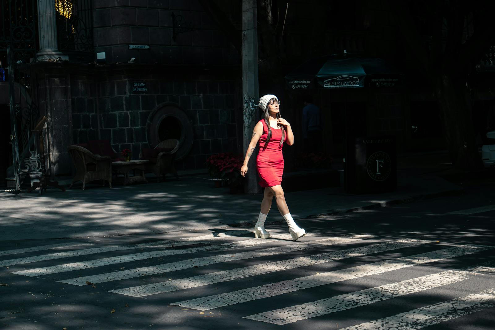 woman walking confidently