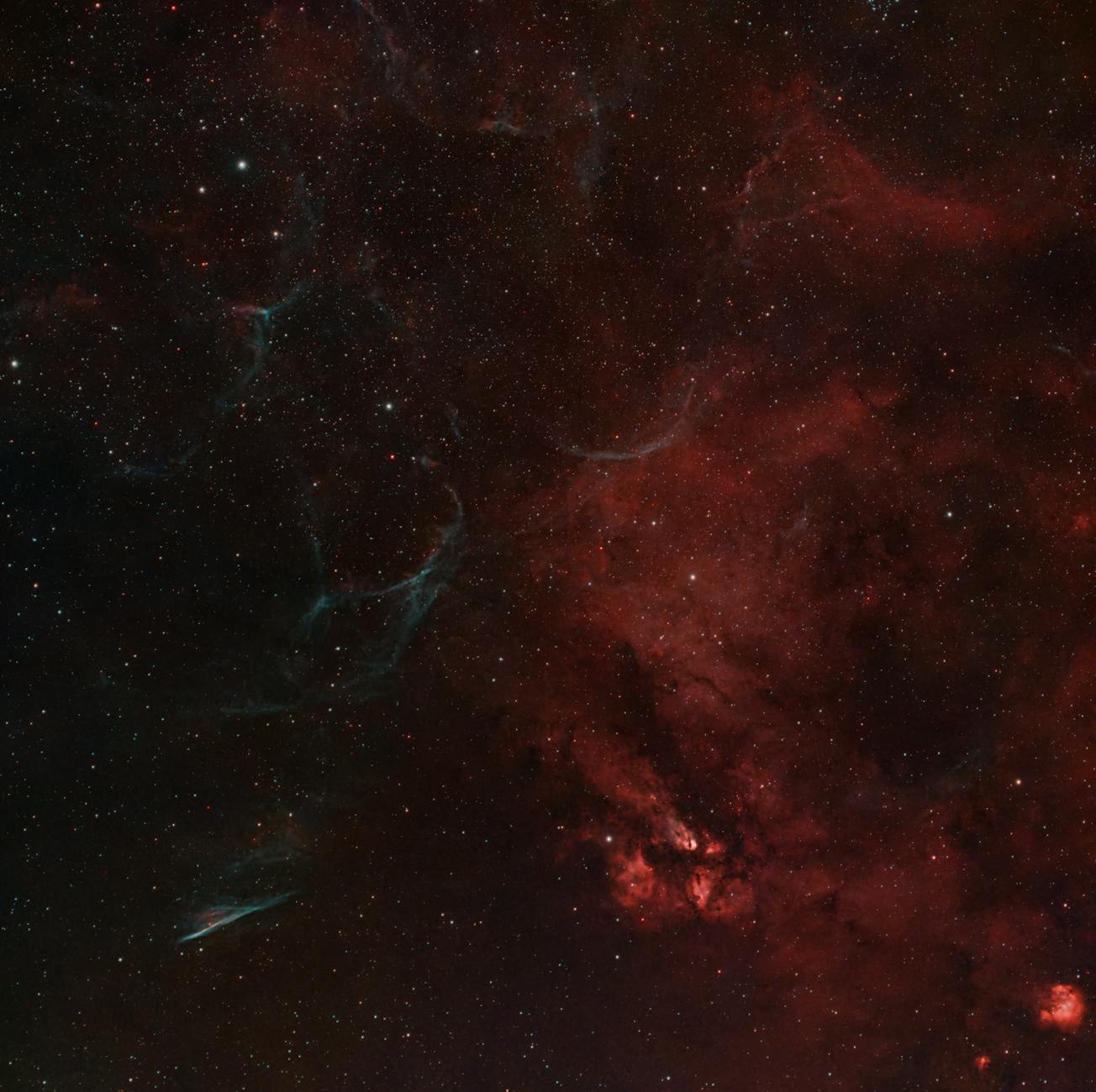 Captivating red nebula and star field captured in São Pedro de Alcântara, Brazil.