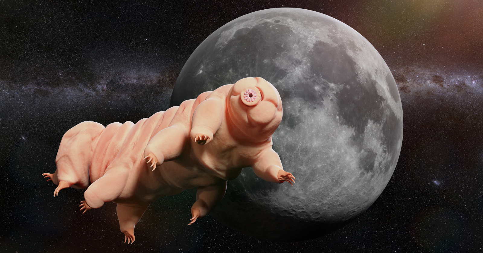 In April 2019 the Israeli spacecraft Beresheet crashed into the lunar surface carrying thousands of dehydrated tardigrades inside a "lunar library" — and later impact tests put the survival cutoff for tardigrades at around 900 metres per second, almost exactly Beresheet's crash speed, meaning we still don't know whether Earth life is now lying dormant on the Moon with no water to revive it.