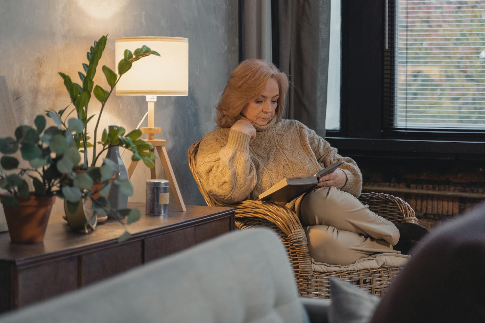 older woman reading