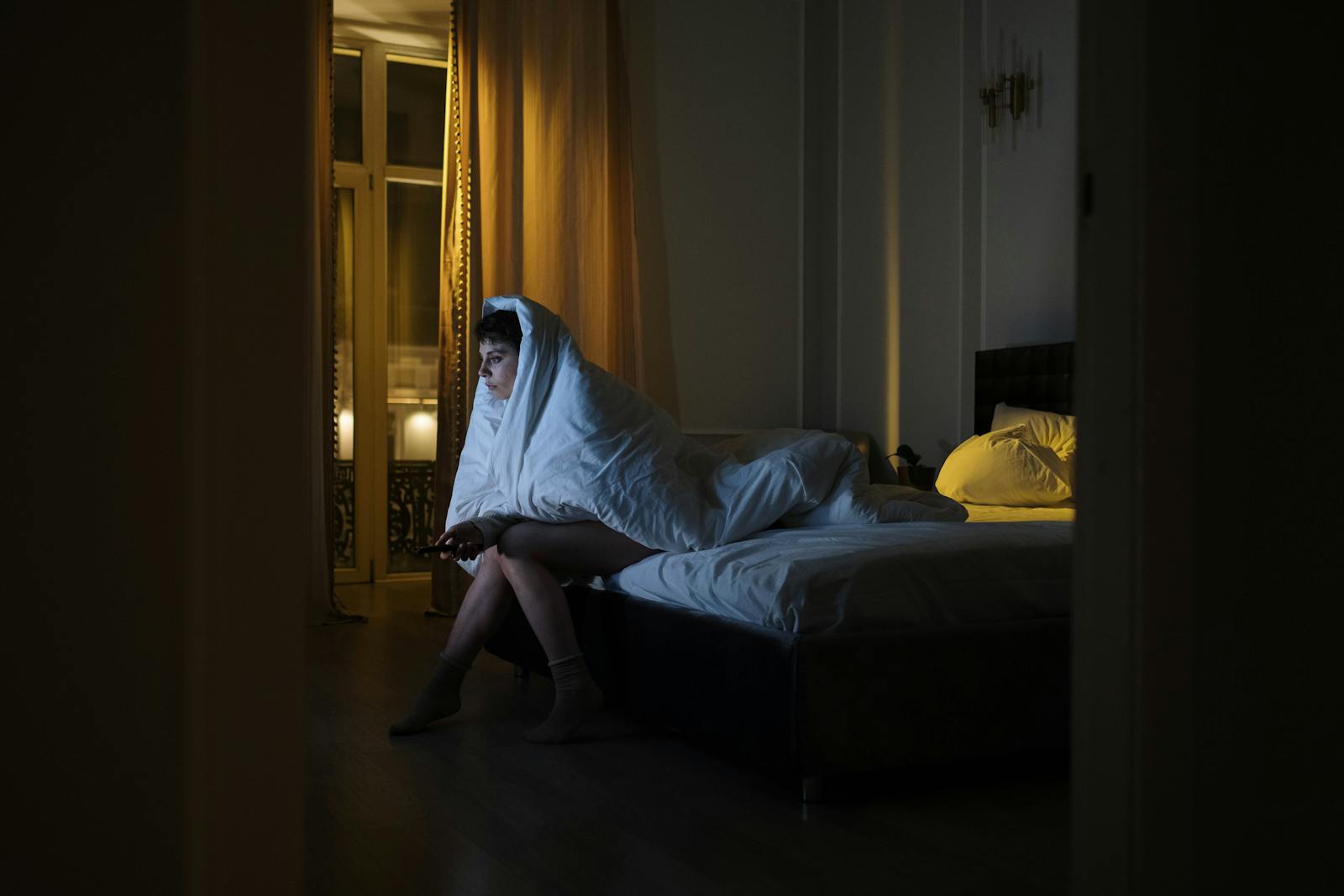 woman awake at night