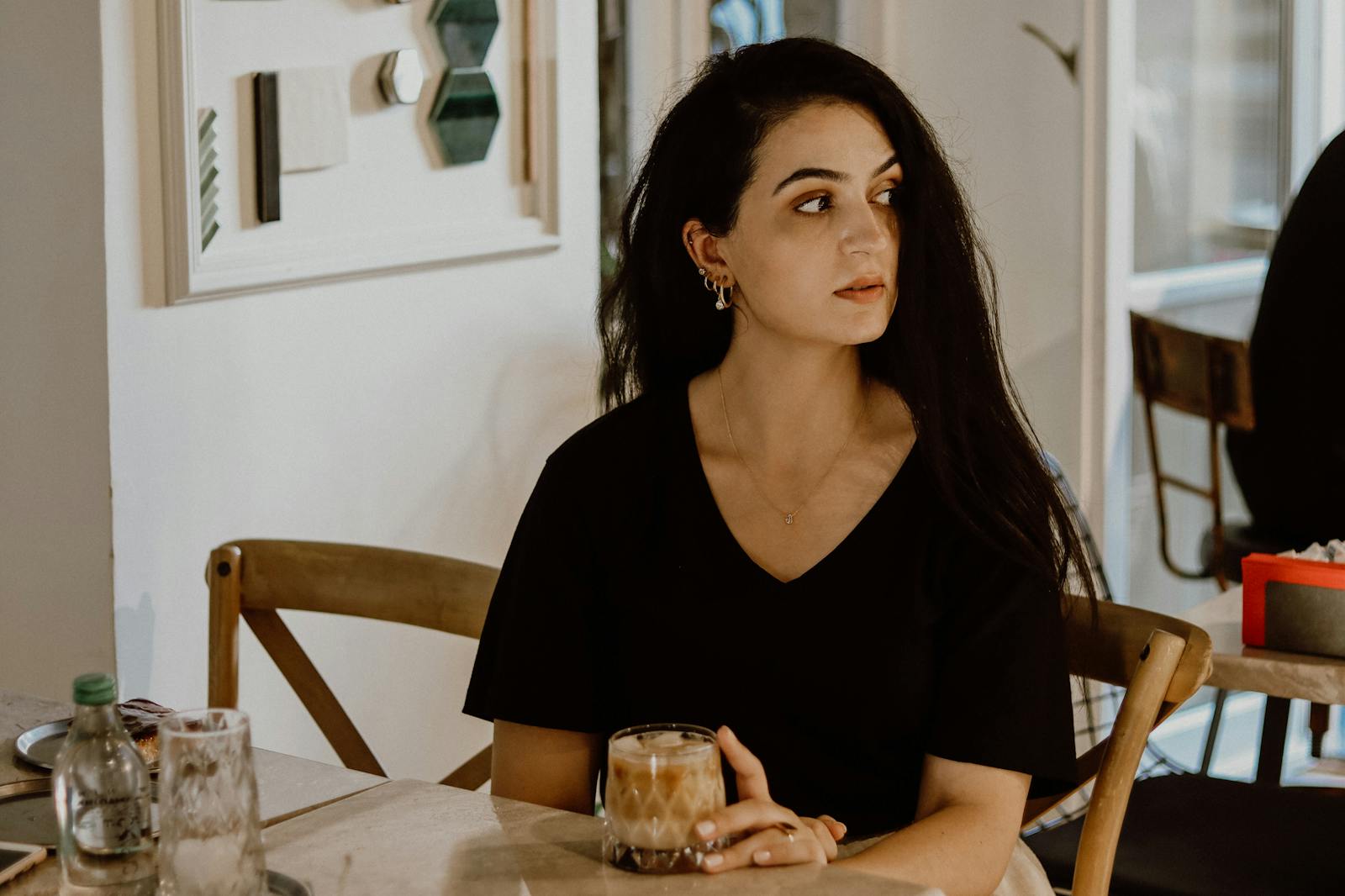 woman coffee shop calm