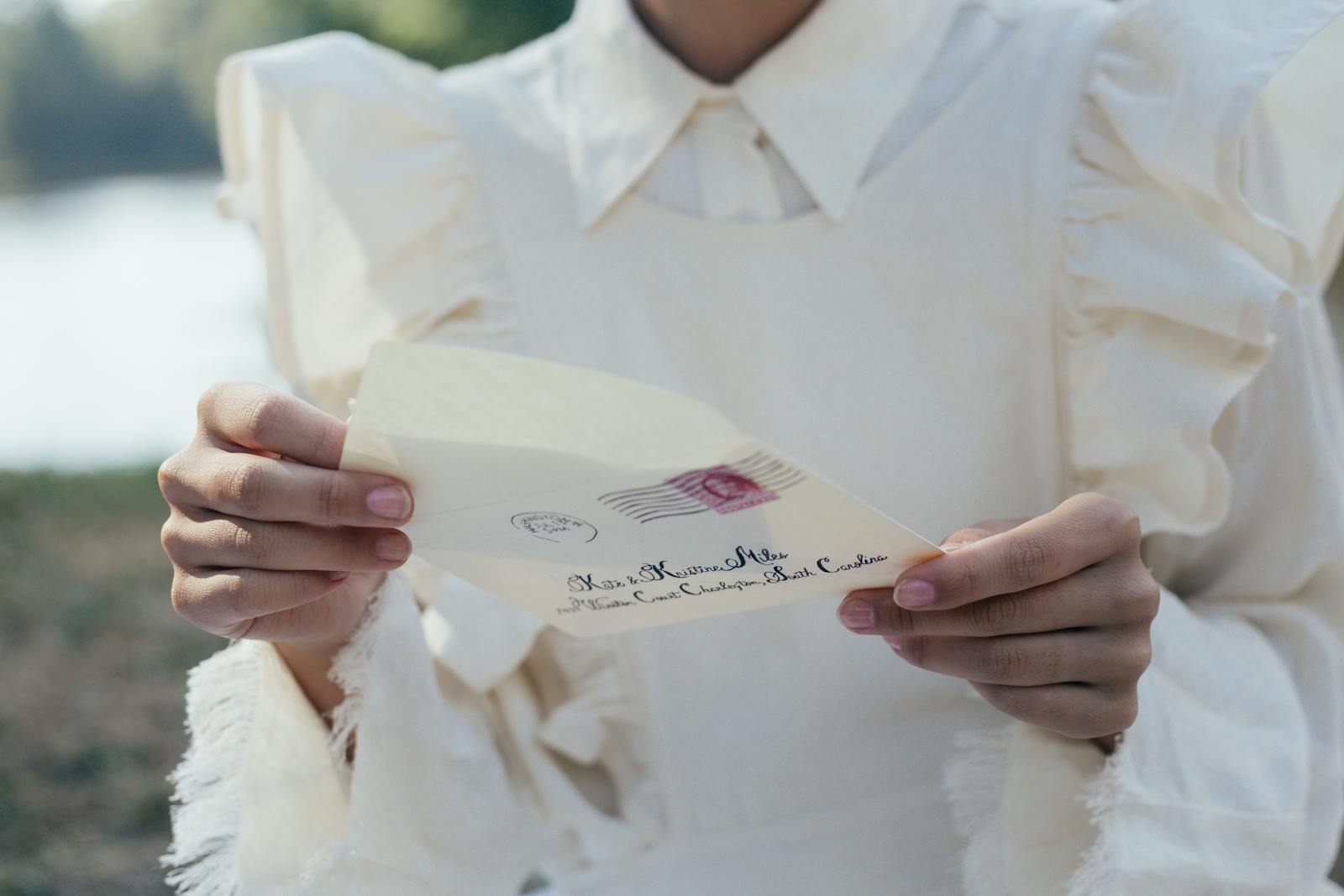 woman reading old letter