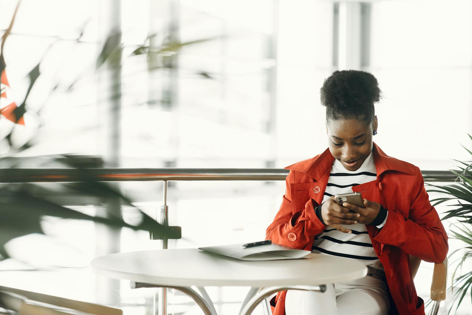 woman reading text message
