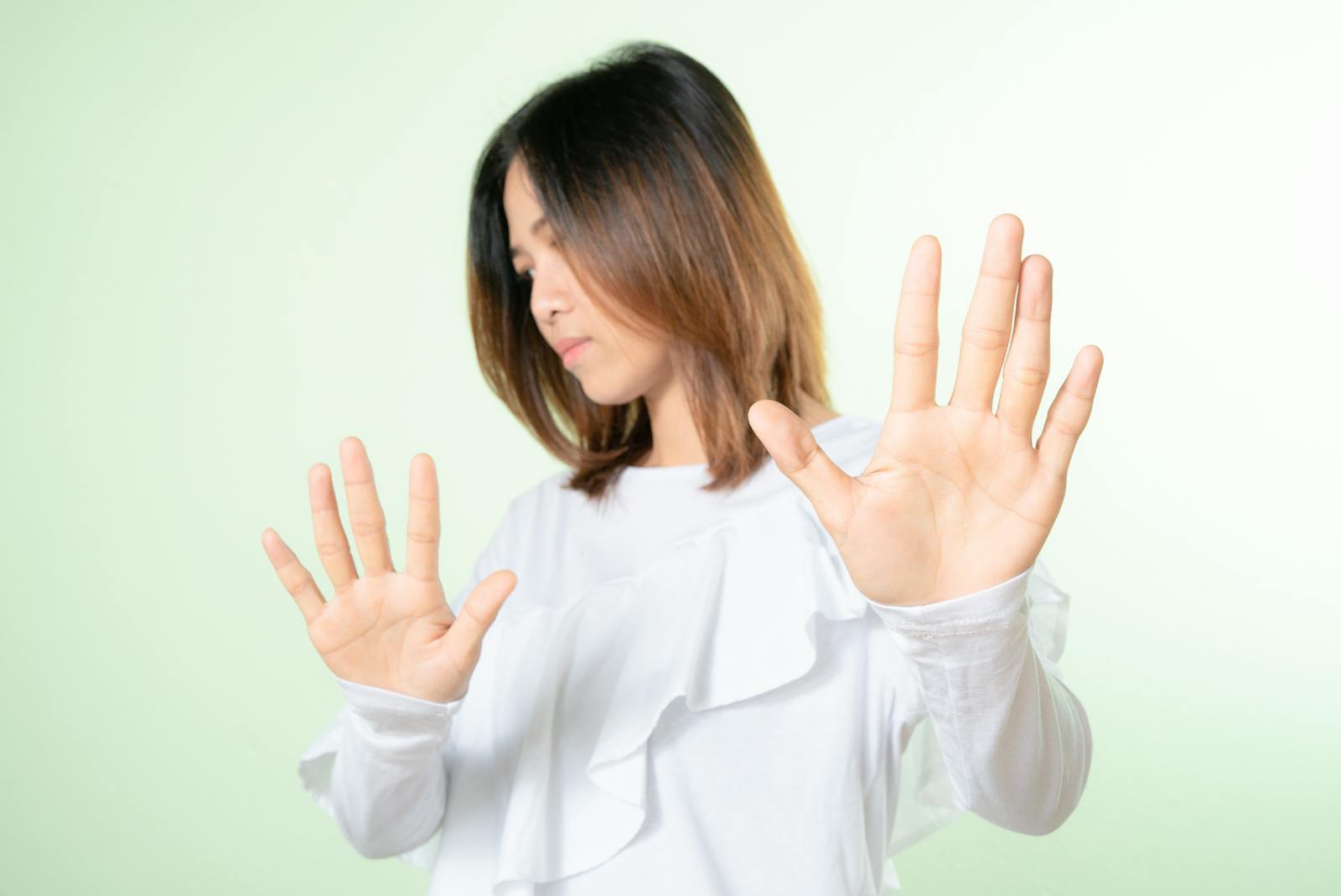 woman saying no calmly