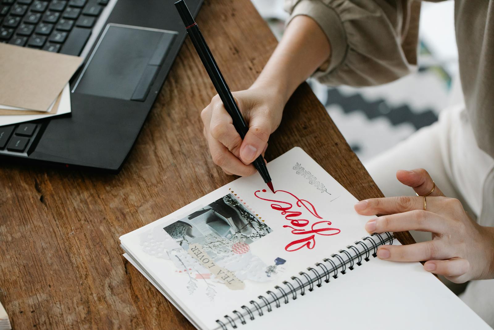 woman writing notebook