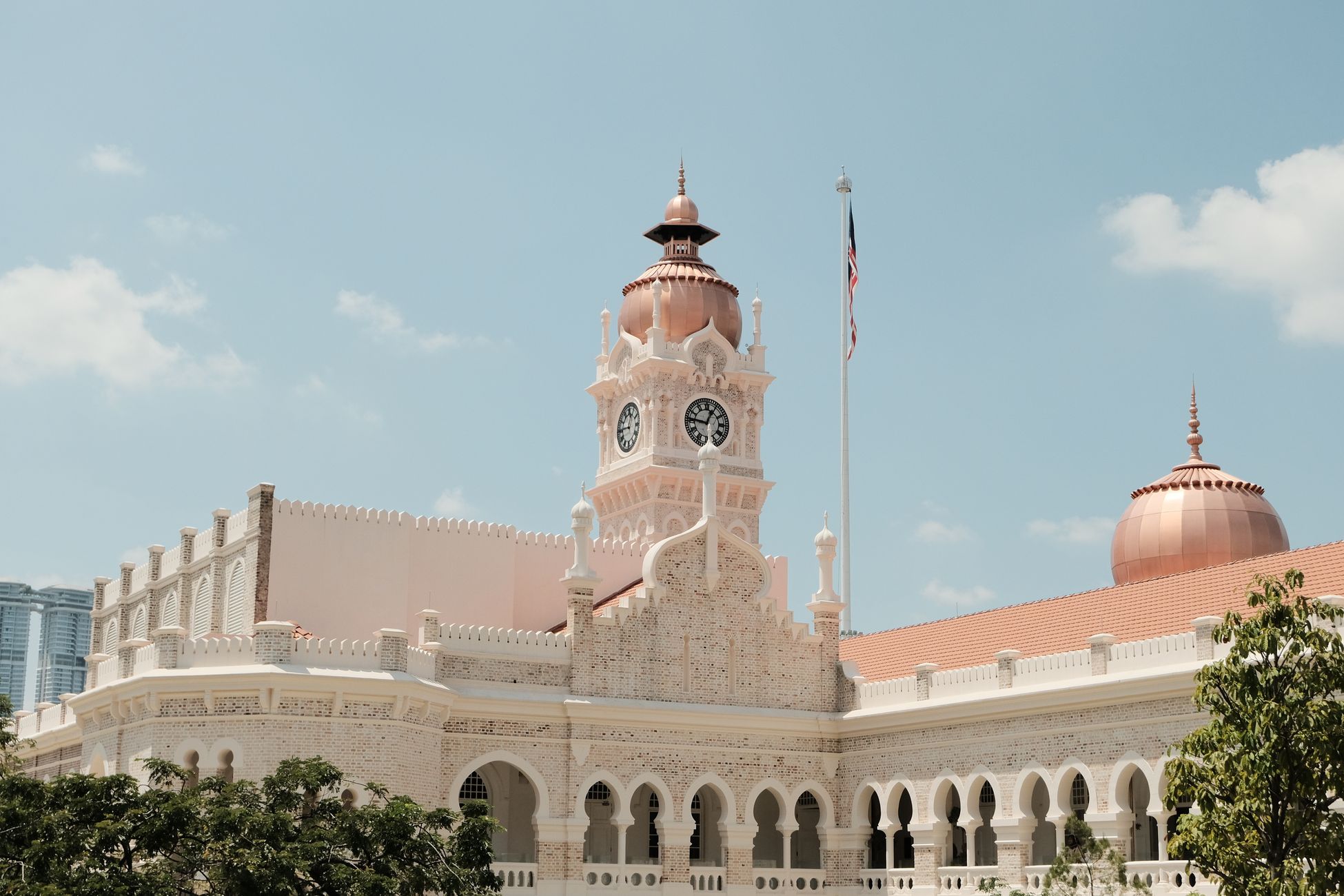 Sultan Abdul Samad Building under a clear sky in Kuala Lumpur.