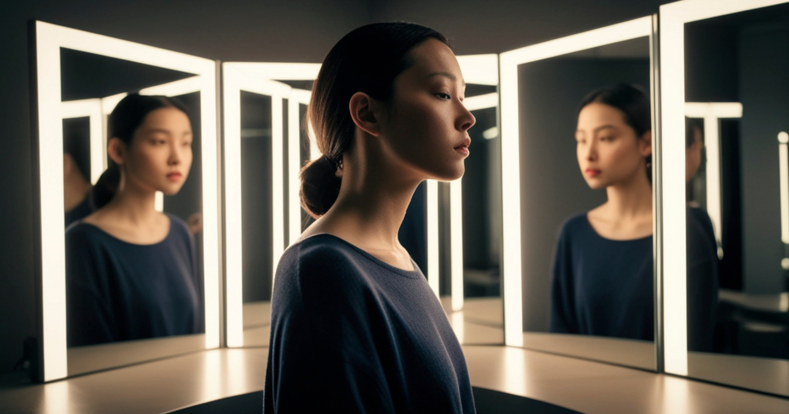 A mirror does not actually reverse left and right, even though your brain insists it does — it reverses front and back, creating a world where depth is flipped and the familiar face looking back is stranger than it feels