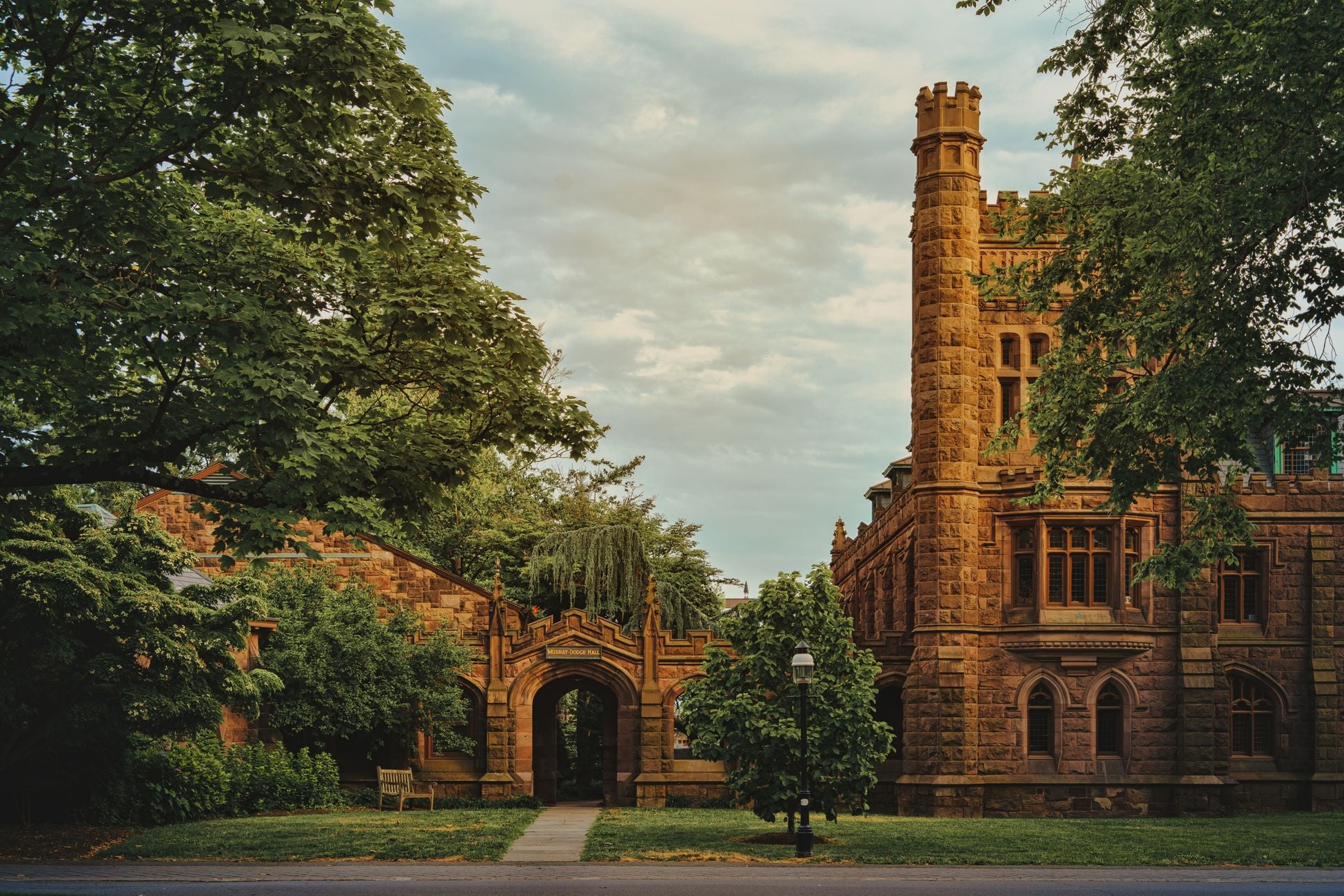 Explore the iconic Gothic architecture at Princeton University, NJ, surrounded by lush greenery.