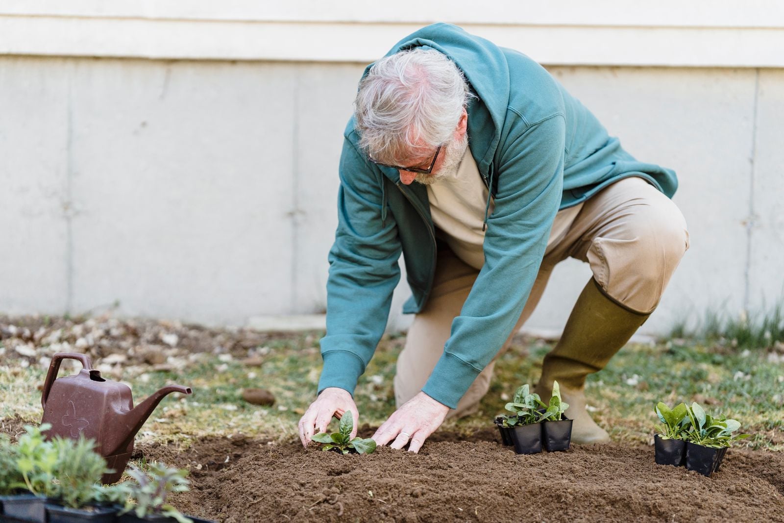Okinawan elder tending garden