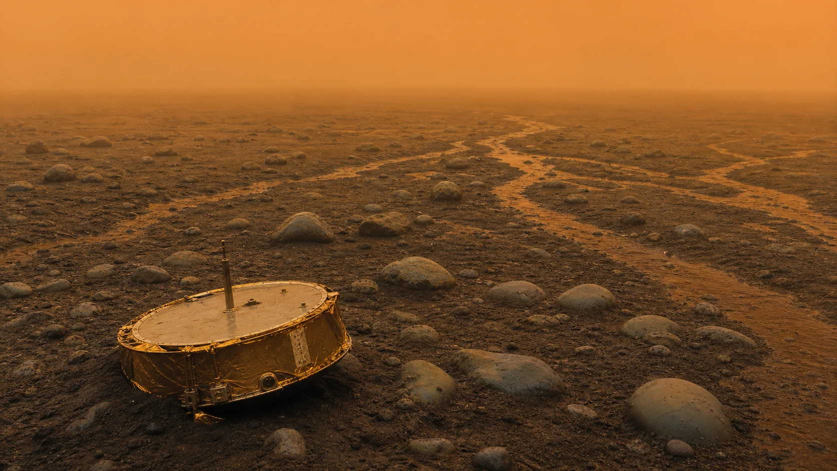 The Huygens probe detached from Cassini in December 2004 and spent 22 days coasting silently toward Titan before parachuting through an orange methane haze for two and a half hours, and when it thumped down on a plain of ice pebbles it kept transmitting for 90 more minutes from a moon nobody had ever seen the surface of