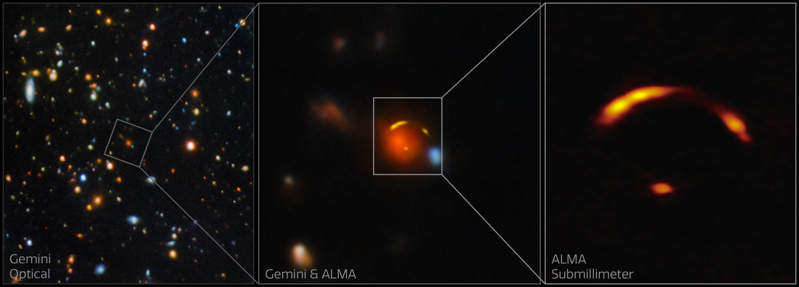 A single neutrino caught beneath the Antarctic ice sent astronomers searching across 11 billion light-years — and led them to a young galaxy nicknamed the Shadow Blaster, its light bent and magnified by another galaxy standing between it and Earth