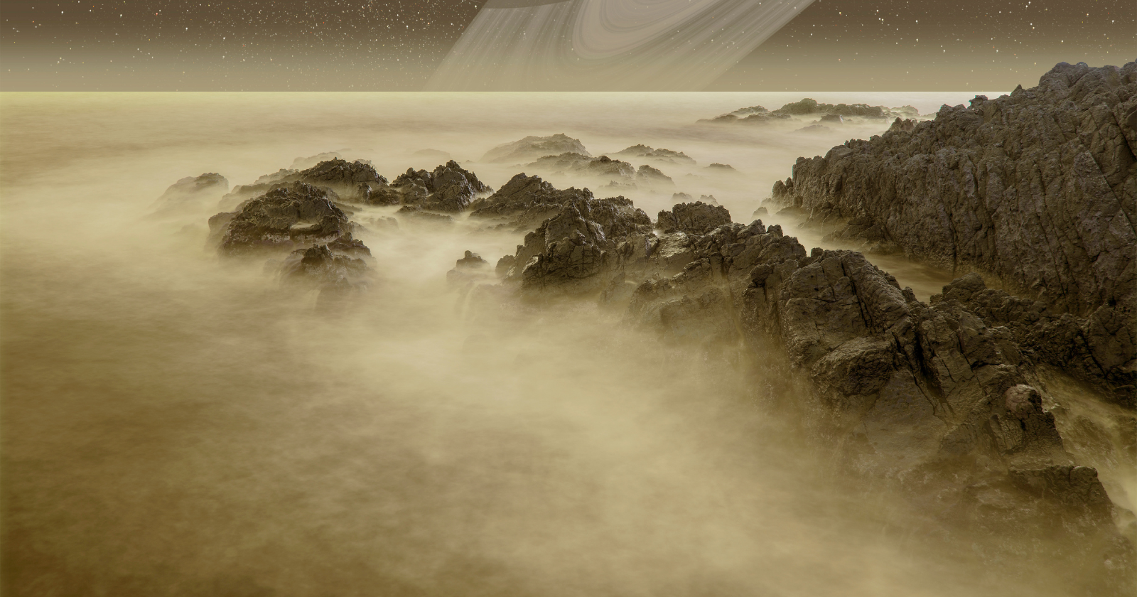 Rain does fall on Titan, but models suggest some regions wait decades between storms, and then get hit hard — the dry low latitudes appear to get their weather in rare violent downpours clustered around the equinoxes
