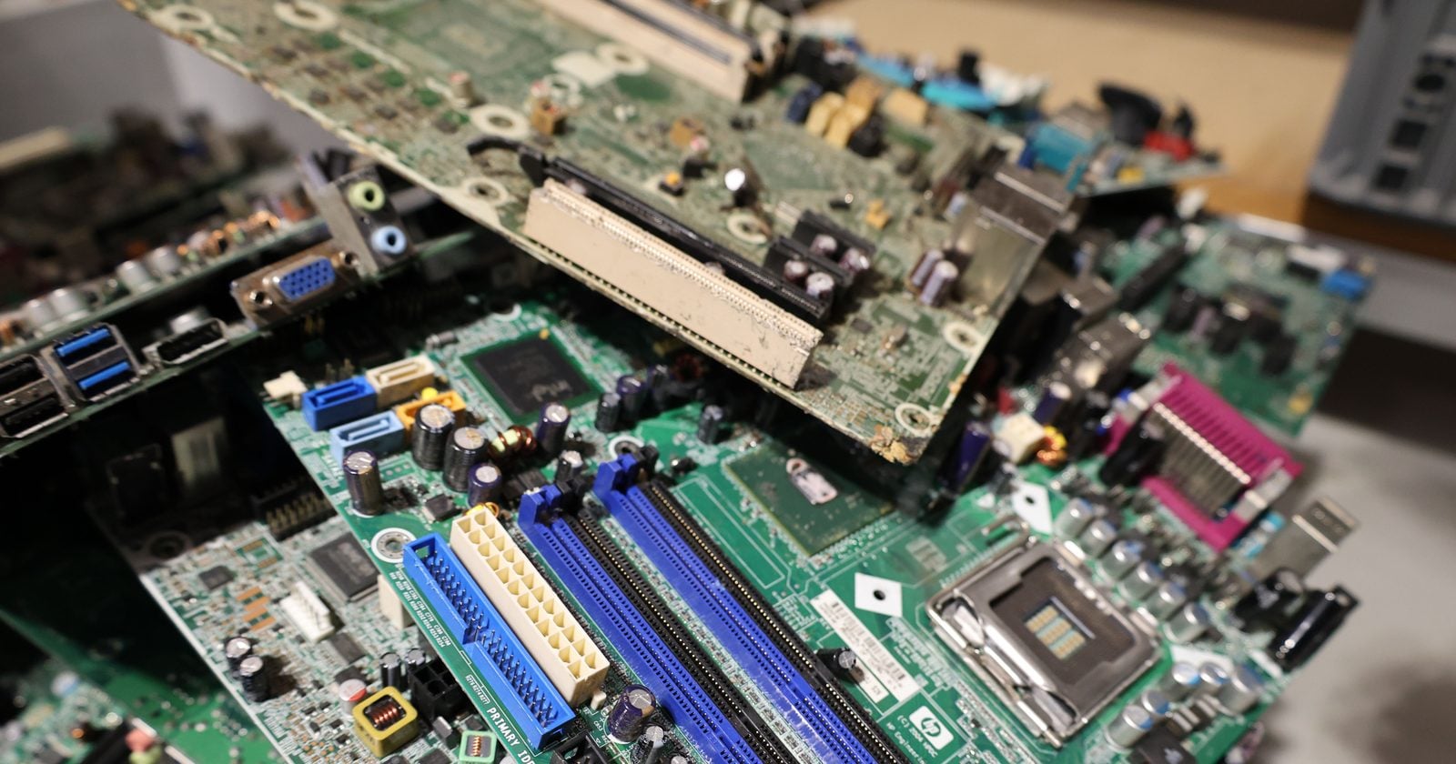 A tonne of discarded printed circuit boards can contain roughly 10 to 26 times more copper than a tonne of natural copper ore — making electronic waste an unusually concentrated source of valuable metals.