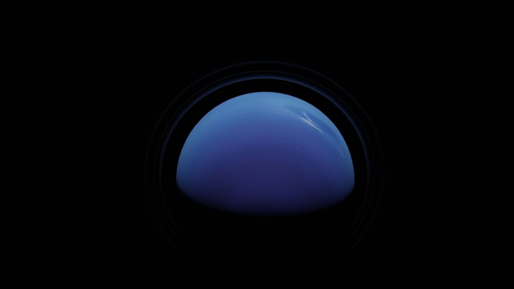 In 1989, Voyager 2 measured winds up to 2,100 kilometres an hour circling an Earth-sized storm on Neptune; by 1994, when Hubble looked again, the storm had simply vanished, unlike Jupiter's Great Red
