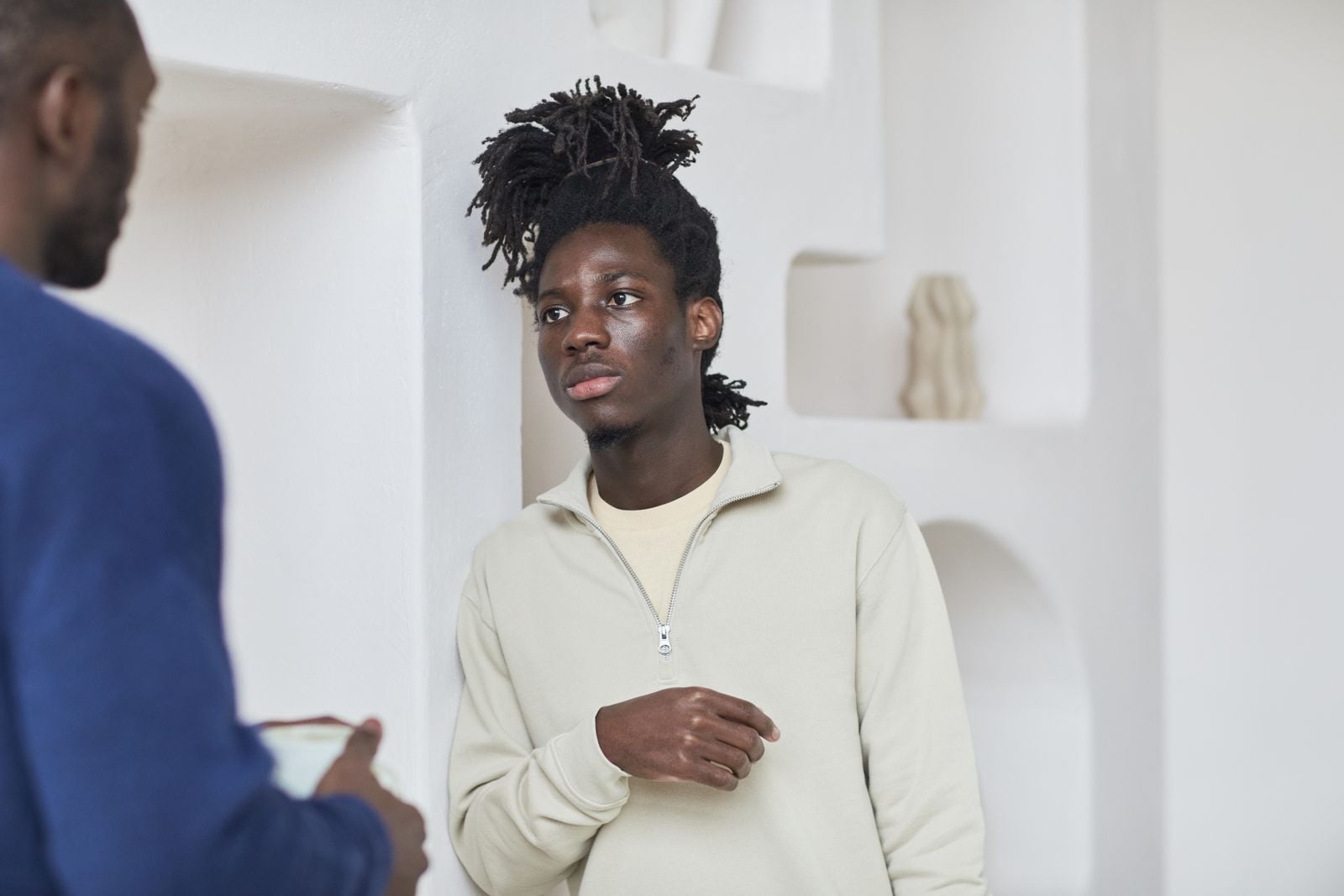 person listening quietly