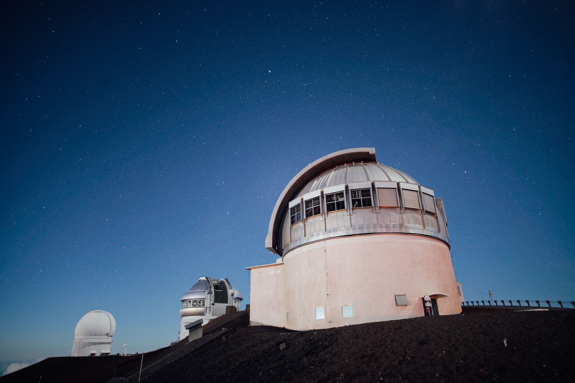 An astronomical observatory beneath a clear night sky