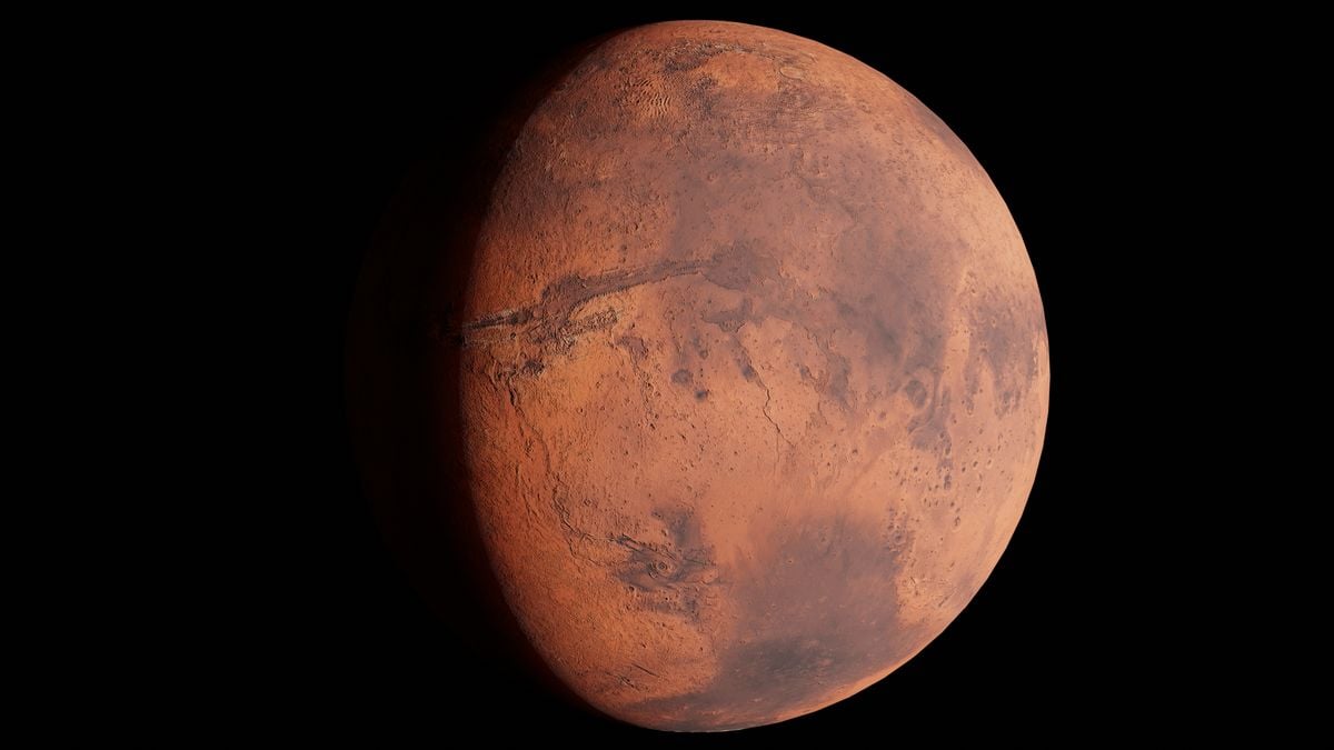 A generic depiction of Mars against black space
