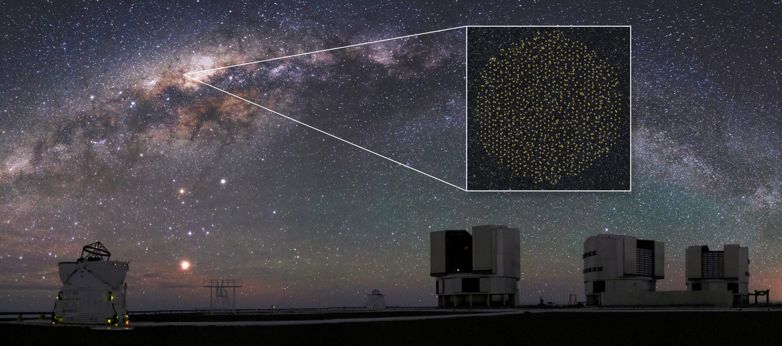 ESO’s new MOONS spectrograph on the Very Large Telescope took first light able to watch about 1,000 cosmic targets at once through roughly 1,000 fibers, built to map millions of objects over its working life