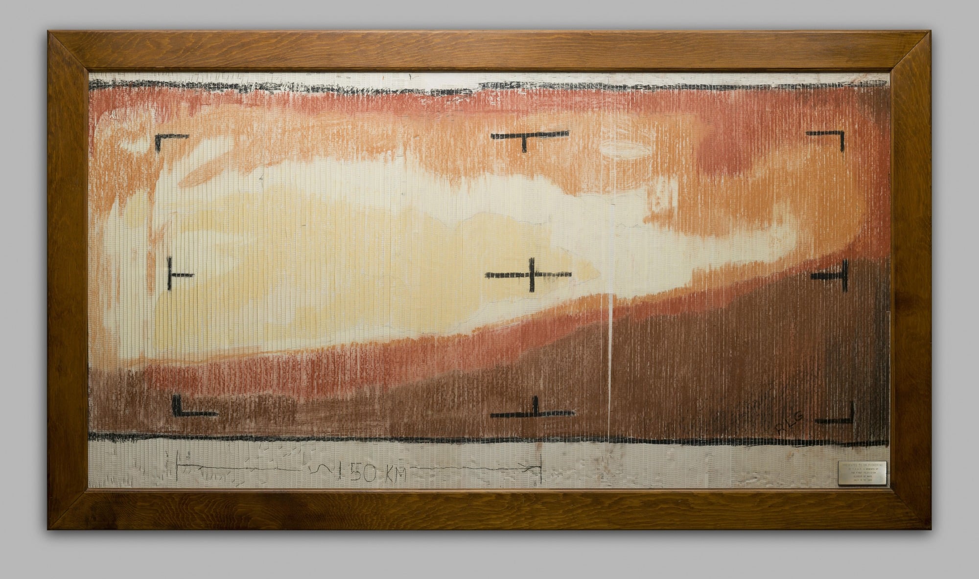 Hand-coloured pastel mosaic of Mariner 4 first close-up image of Mars from July 1965